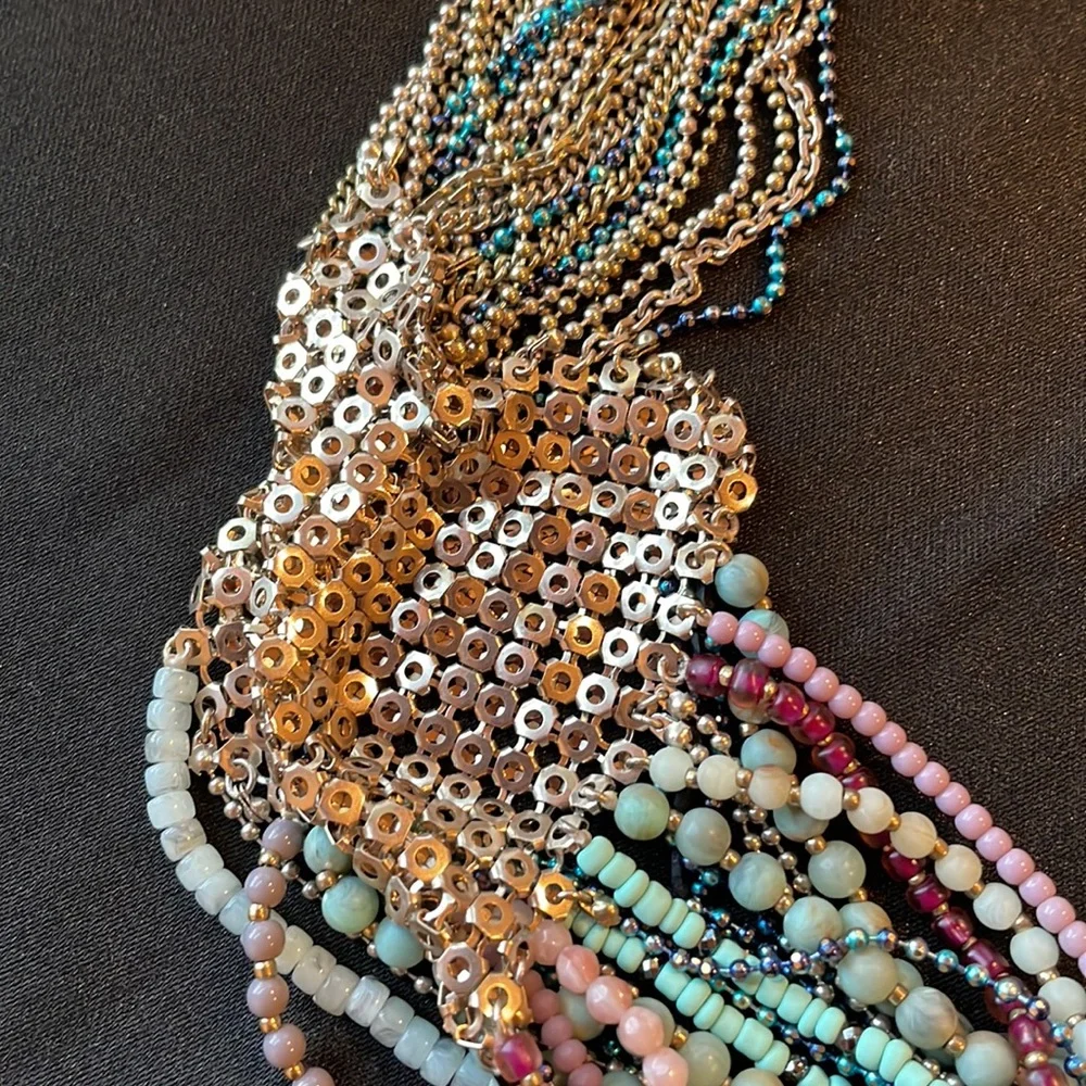 Stella & Dot Multi Colored Mixed Metal Gold-tone Mae Statement Necklace - Picture 3 of 8